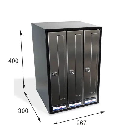 BUZON PRISMA FRONTAL G3 CUERPO NEGRO PUERTA INOXIDABLE BRILLO 400 x 267 x 300